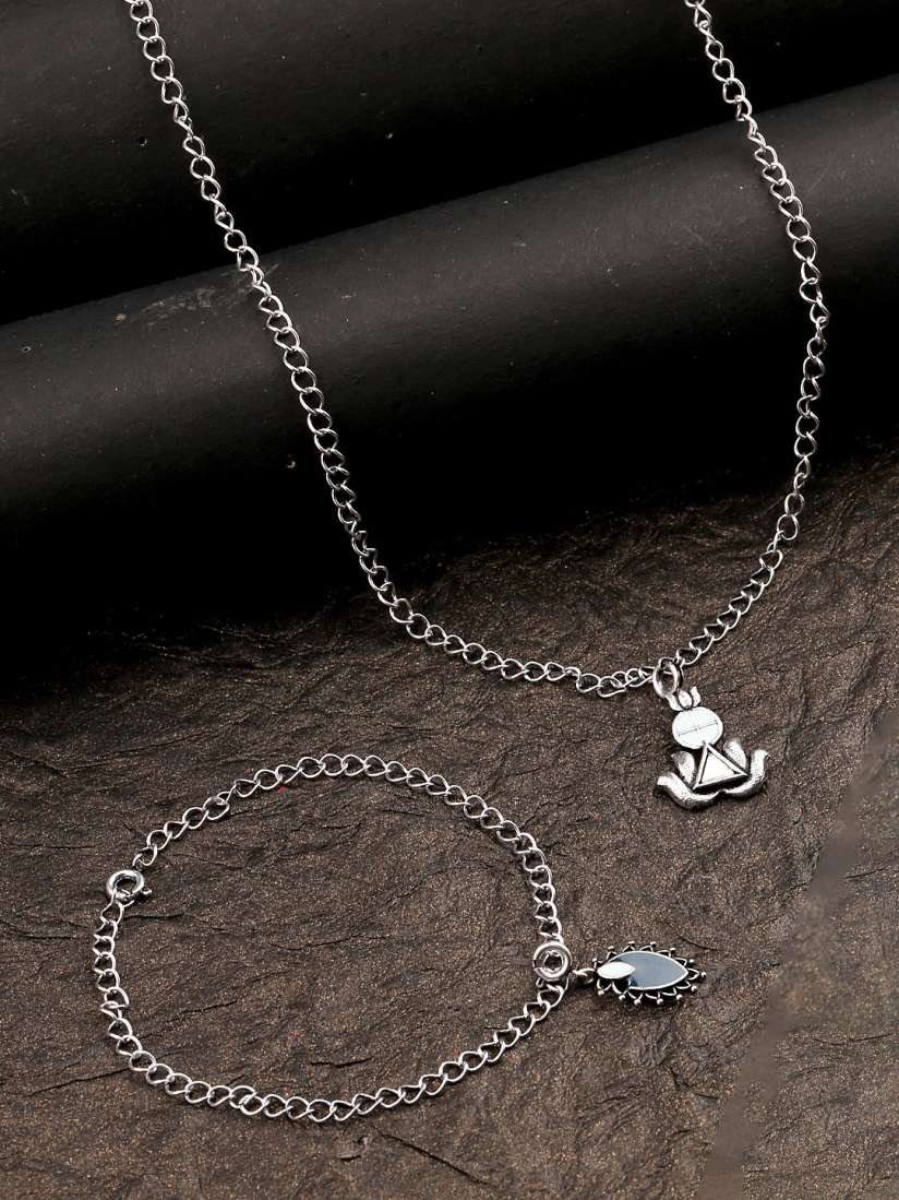 Buy Voylla Womens Silver Plated Antique Oxidized Charms Pendant with Bracelet Pendant for Women 15464126 Myntra