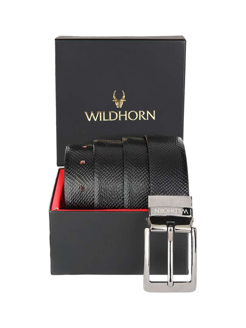 Buy WildHorn Men Black Textured Leather Belt Belts for Men 15465670 Myntra