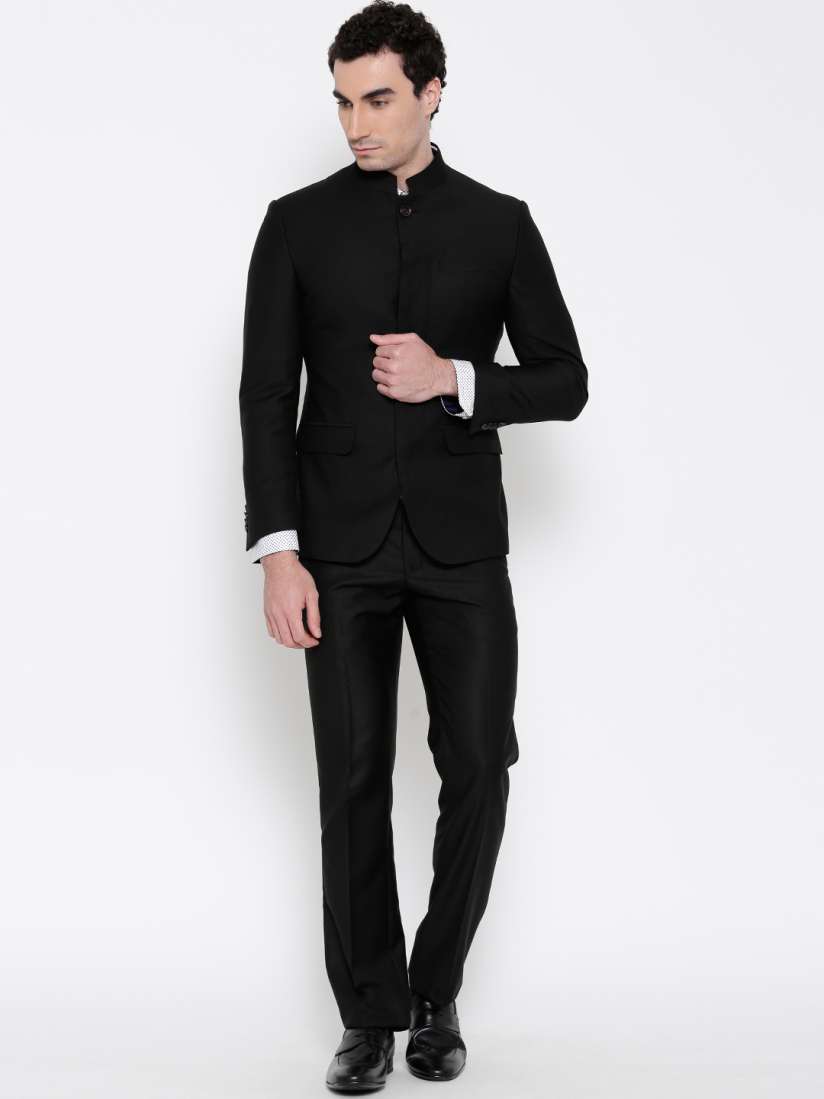 Buy Van Heusen Black Single Breasted Slim Fit Ethnic Bandhgala Suit Suits for Men 1546747 Myntra
