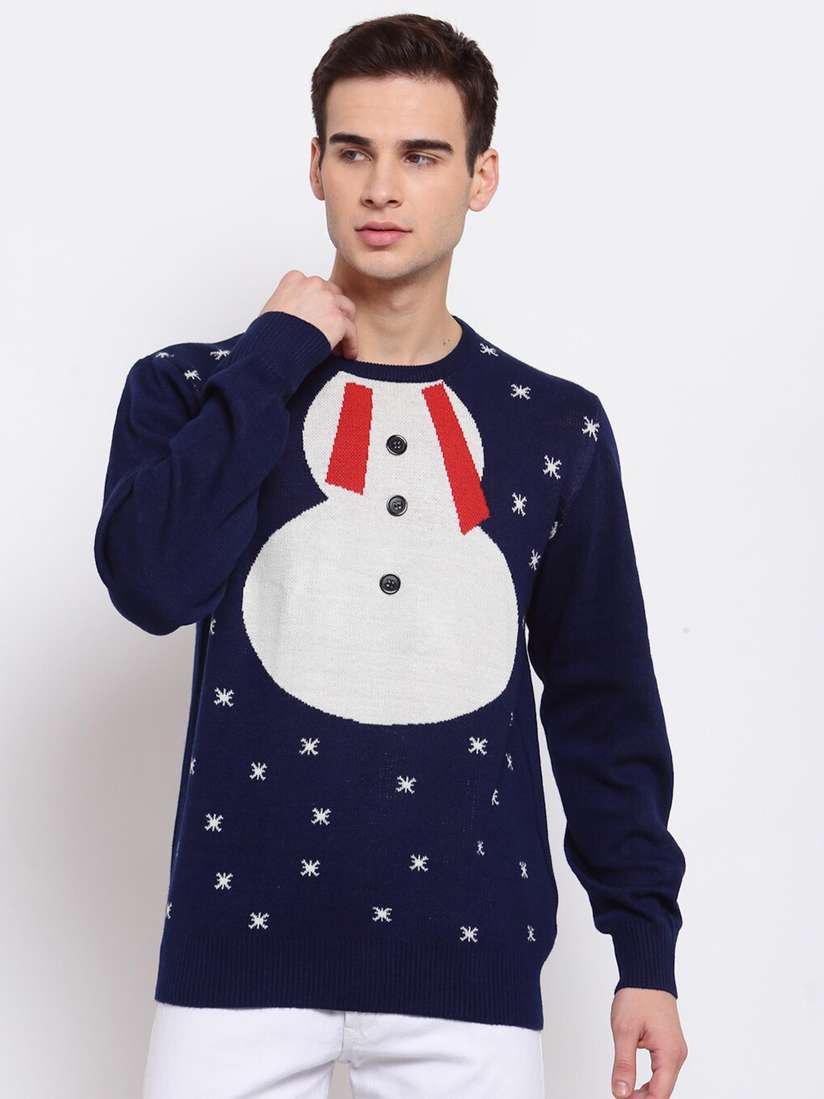Myntra 2021 Christmas Sweatshirt Style Quotient Men Navy Blue