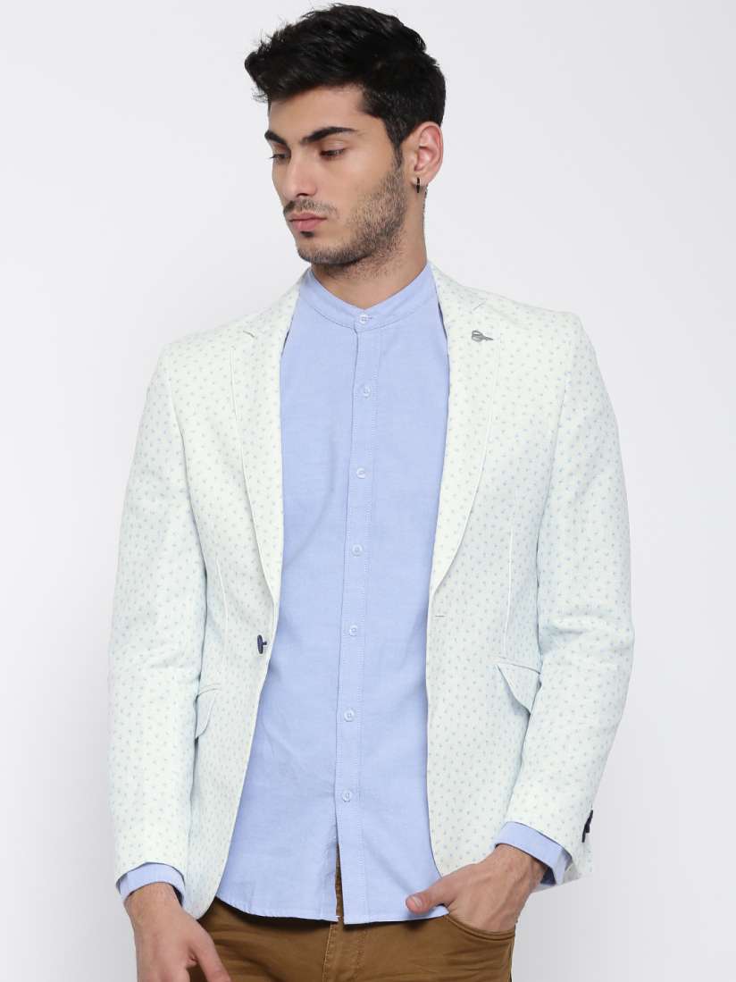 Buy Van Heusen White Printed Ultra Slim Fit Single Breasted Casual Blazer Blazers for Men 1546999 Myntra