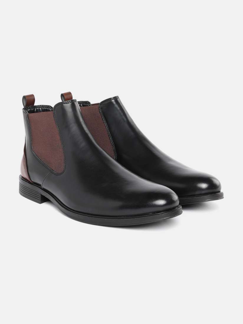 Buy Roadster Men Black Brown Mid Top Flat Chelsea Boots Casual Shoes for Men 15470148 Myntra