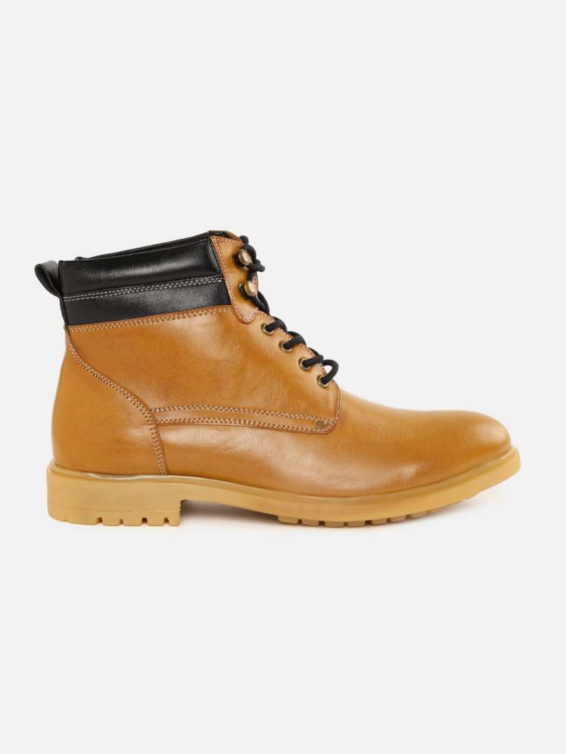 Buy Roadster Men Tan Brown Black Solid Mid Top Flat Boots Casual Shoes for Men 15470172 Myntra