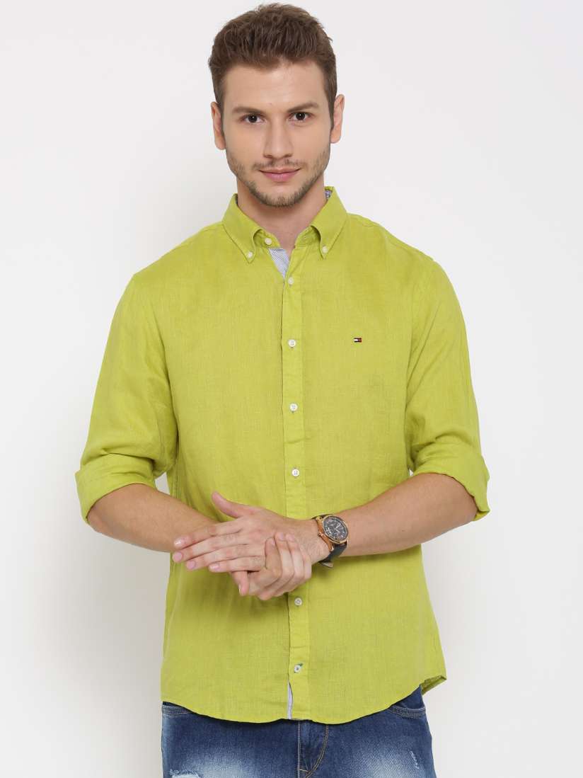 Lime green tommy hilfiger shirt cheap