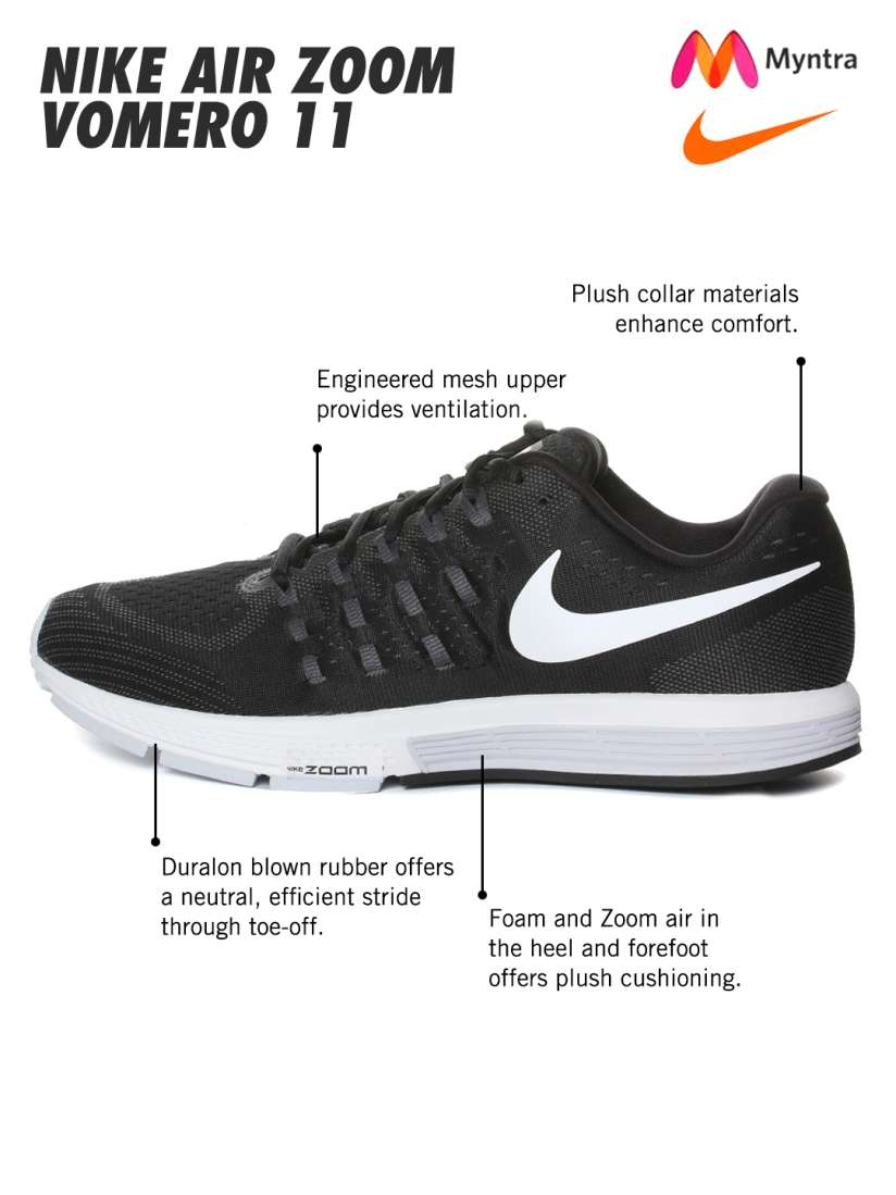 Buy Nike Men Black Air Zoom Vomero 11 Running Shoes Sports Shoes for Men 1547887 Myntra