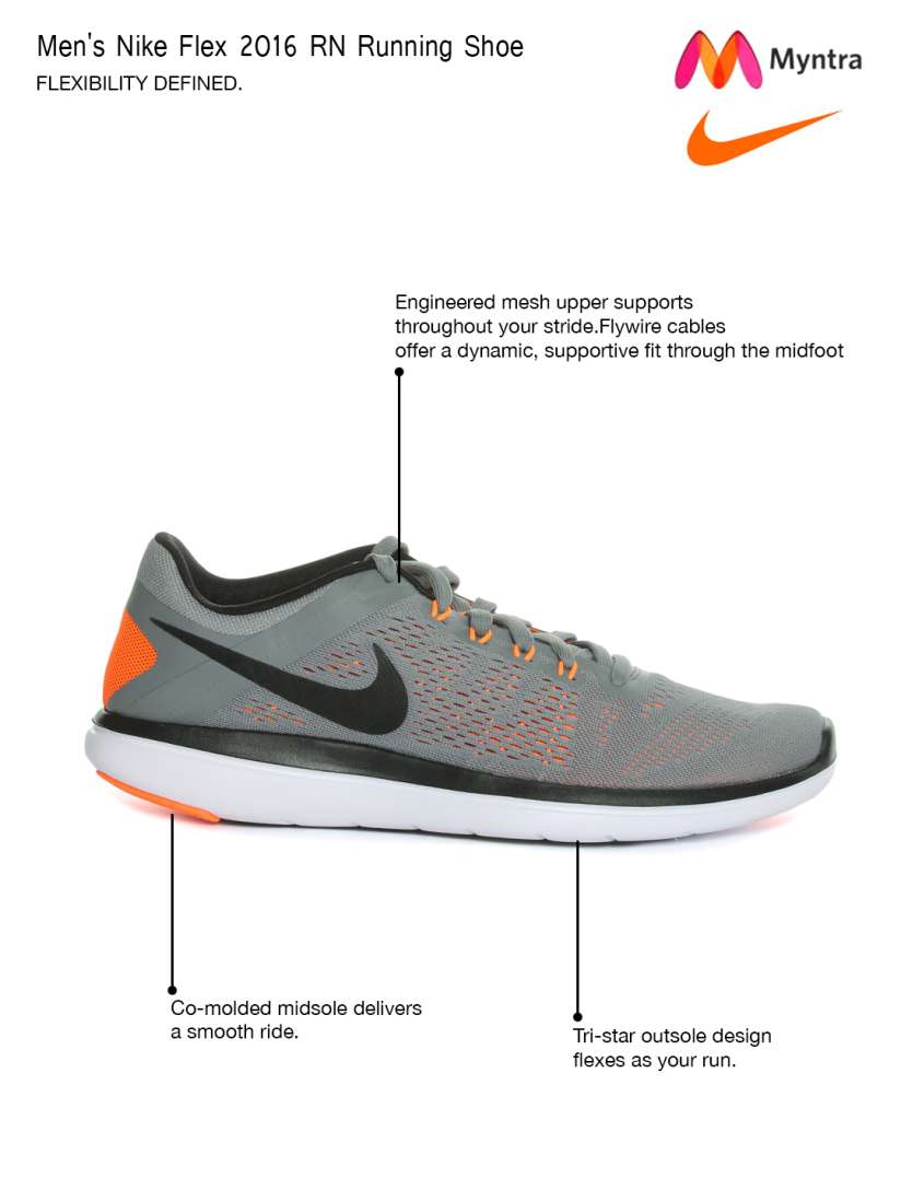 Buy Nike Men Grey Flex 2016 Running Shoes Sports Shoes for Men 1547898 Myntra