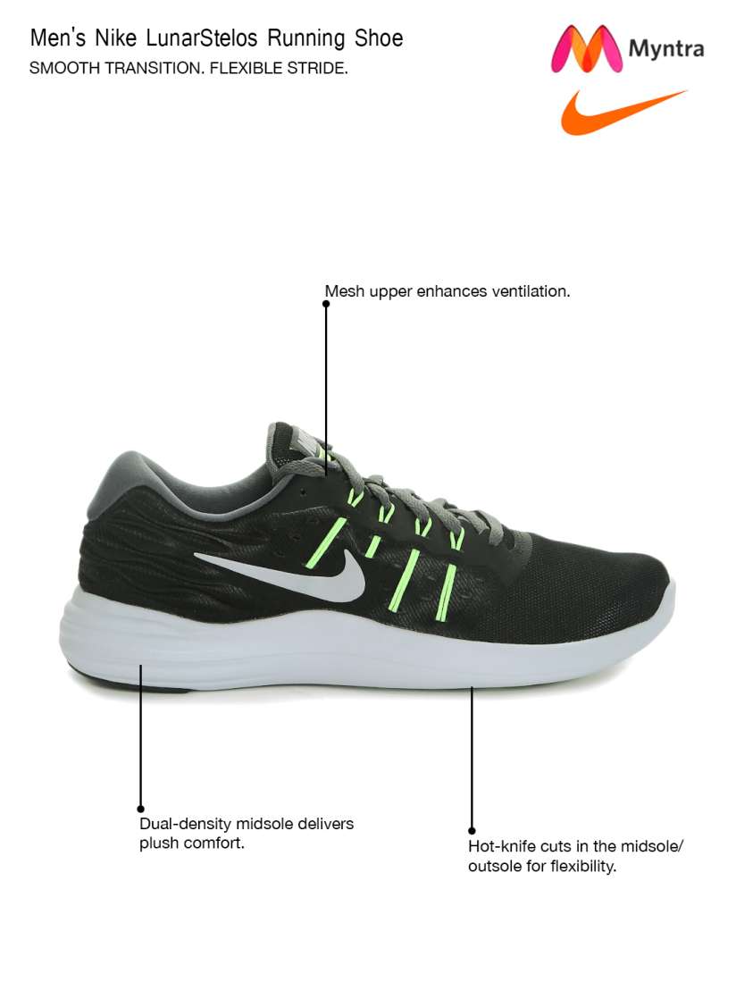 Buy Nike Men Black Lunarstelos Running Shoes Sports Shoes for Men 1547949 Myntra
