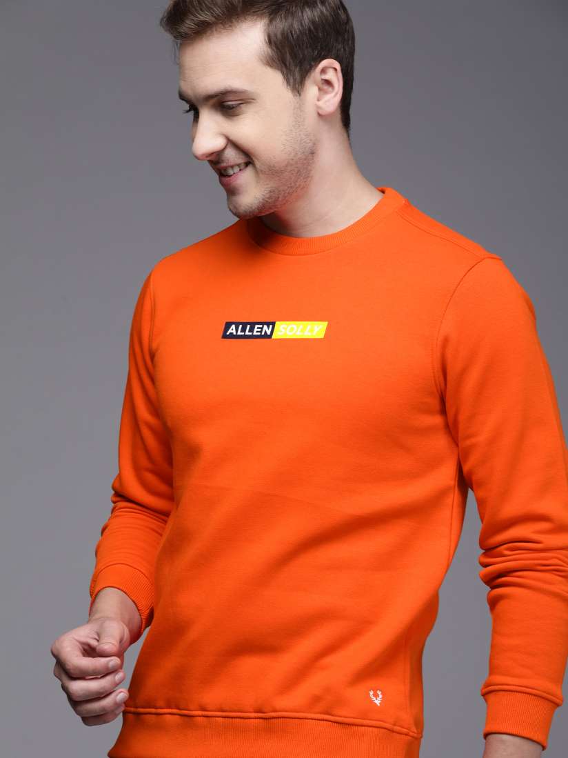 Buy Allen Solly Sport Men Orange Brand Logo Print Sweatshirt Sweatshirts for Men 15480832 Myntra