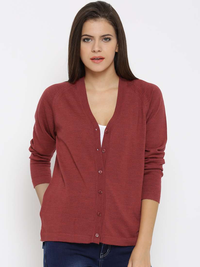 Buy Monte Carlo Women Maroon Woollen Solid Cardigan Sweaters for Women 1548338 Myntra