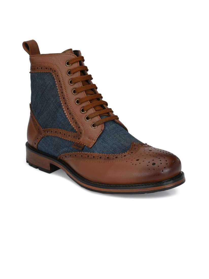 Buy Delize Men Tan Colourblocked Leather Flat Boots Casual Shoes for Men 15485490 Myntra