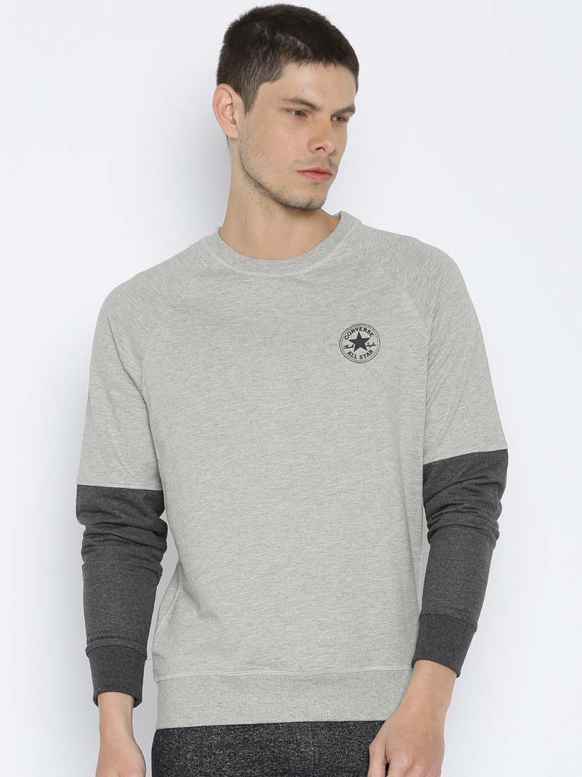 Buy Converse Grey Melange Sweatshirt Sweatshirts for Men 1549489 Myntra