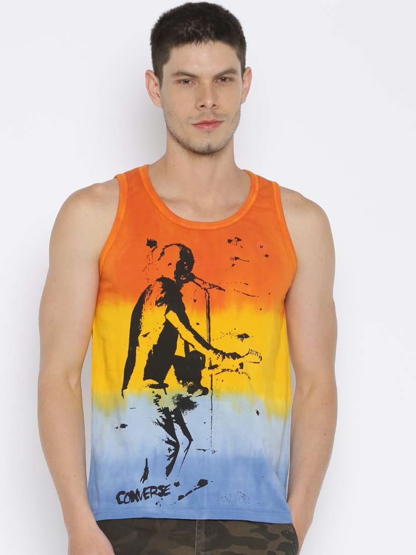 Converse t shirt mens orange clearance