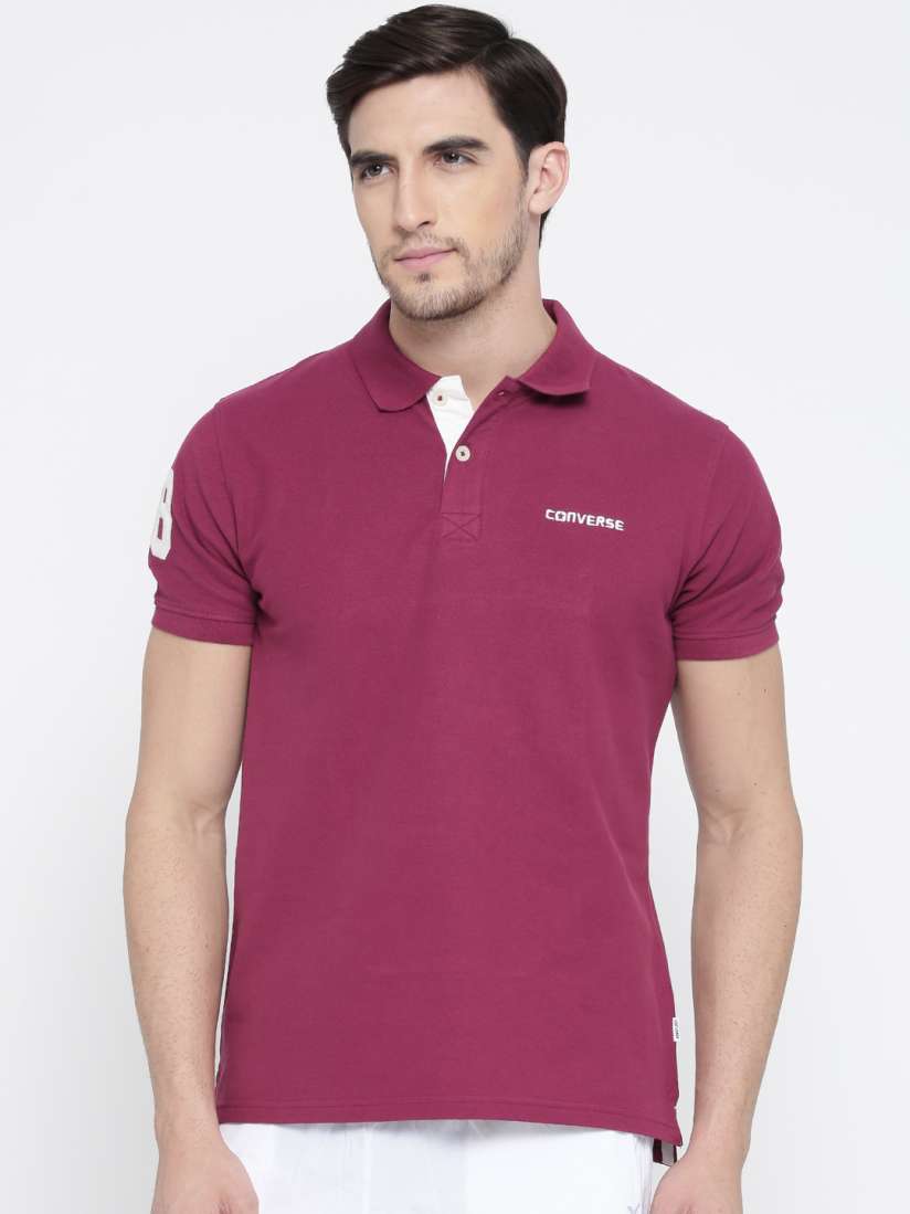 Buy Converse Men Burgundy Polo T shirt Tshirts for Men 1549534 Myntra
