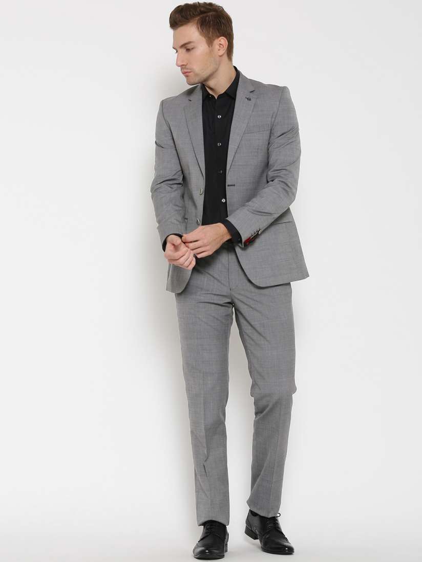 Buy Raymond Grey Single Breasted Contemporary Fit Formal Suit Suits for Men 1549605 Myntra