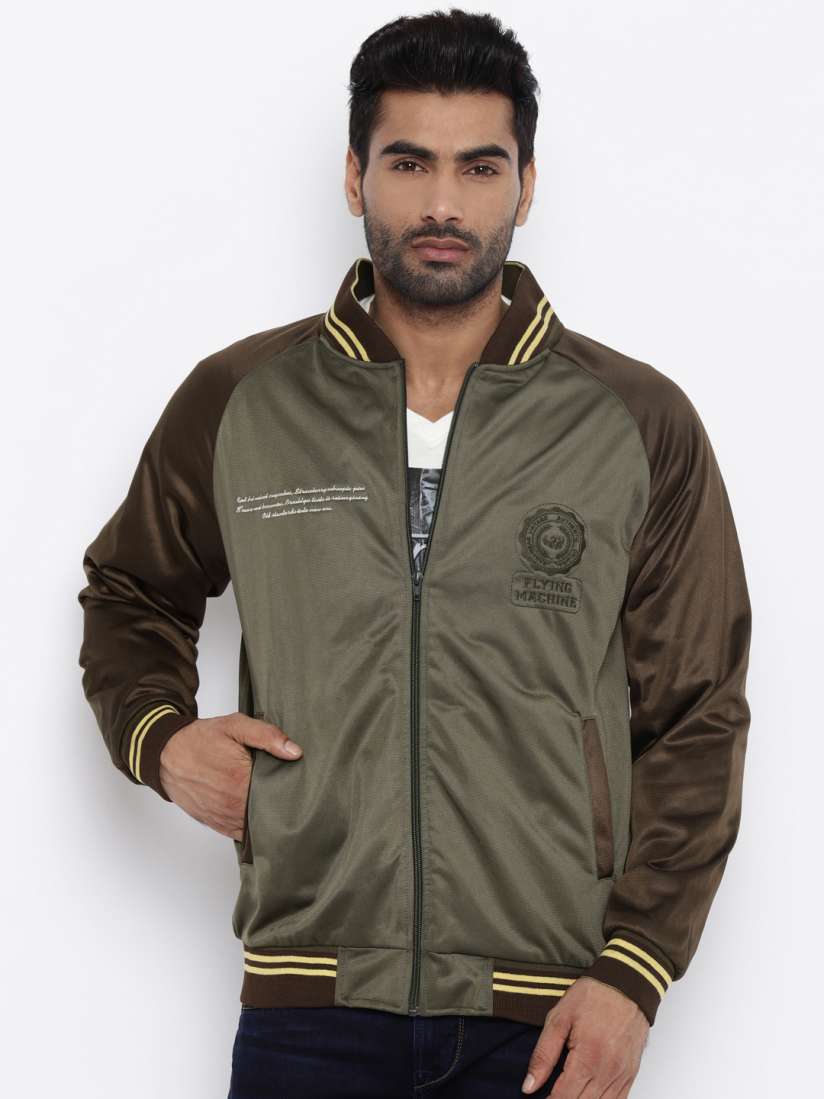 Buy Flying Machine Olive Green Printed Bomber Jacket Jackets for Men 1549823 Myntra
