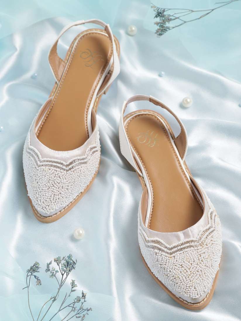 White beaded flats outlet