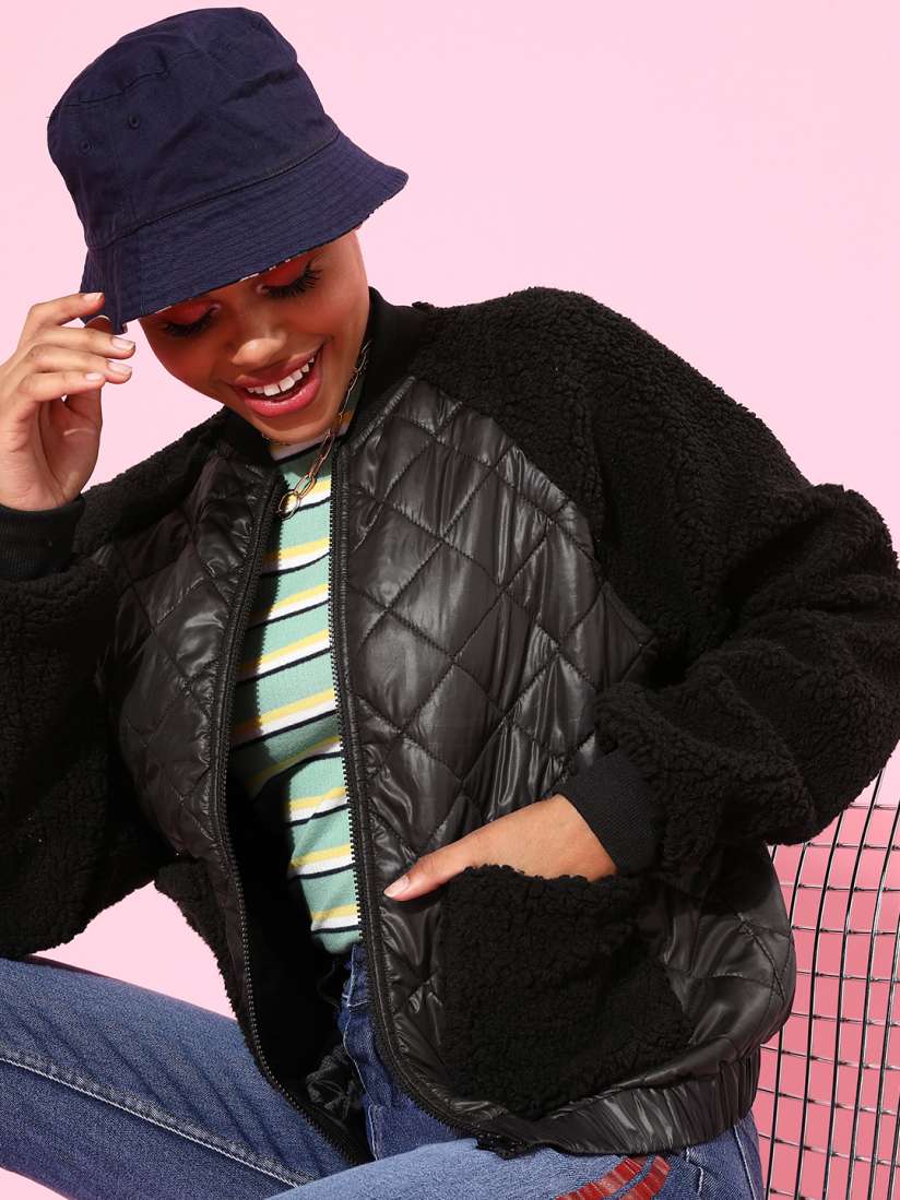 Buy SASSAFRAS Women Black Solid Bomber Jacket Jackets for Women 15508688 Myntra