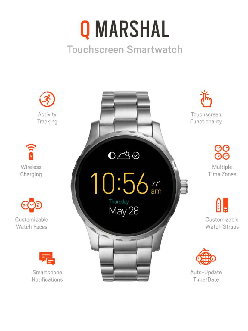 Buy Fossil Q Marshal Stainless Steel Touchscreen Smart Watch Smart Watches for Men 1551948 Myntra
