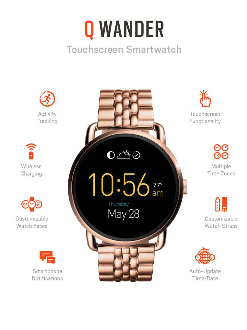 Buy Fossil Q Wander Rose Gold Toned Touchscreen Smart Watch Smart Watches for Women 1551950 Myntra