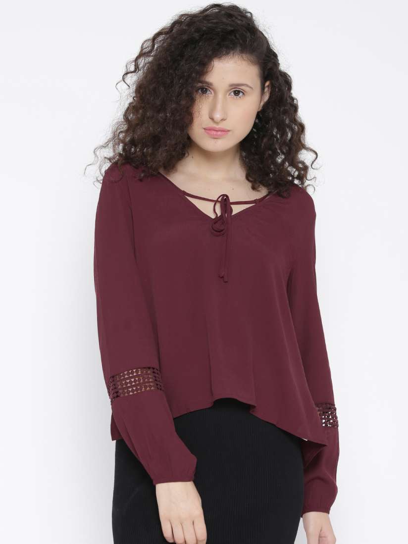 Buy FOREVER 21 Women Burgundy Solid Top Tops for Women 1552238 Myntra