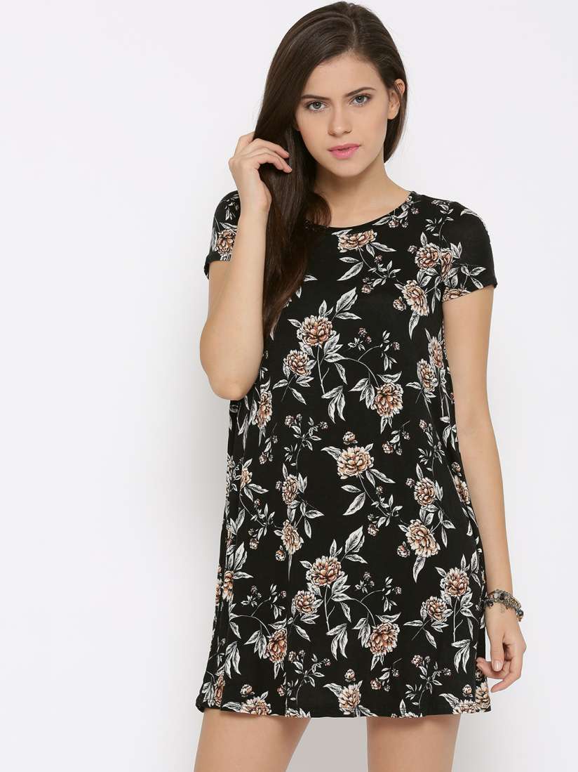 Buy FOREVER 21 Women Black Printed A Line Dress Dresses for Women 1552385 Myntra