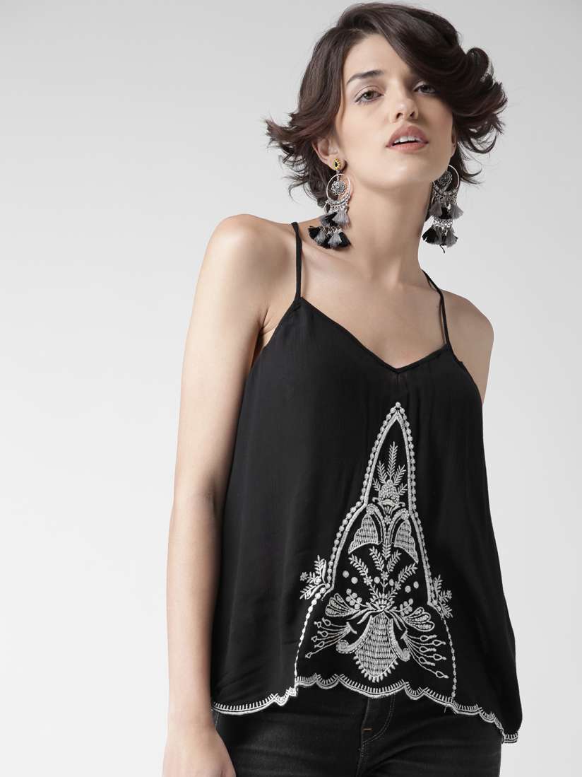 Buy FOREVER 21 Women Black Embroidered Top Tops for Women 1552576 Myntra