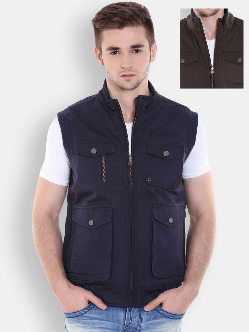 Buy Duke Navy Brown Sleeveless Reversible Jacket Jackets for Men 1554348 Myntra