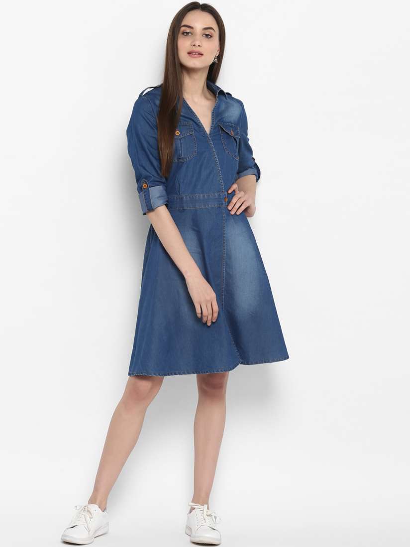Buy StyleStone Blue Denim Dress Dresses for Women 15543556 Myntra