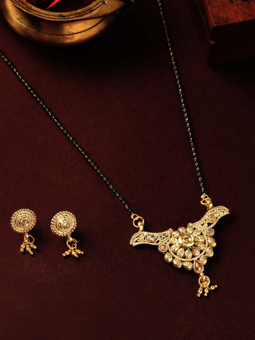 Buy Rubans Gold Plated Black Handcrafted Pendant Mangalsutra Set Jewellery Set for Women 15544804 Myntra