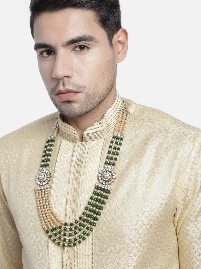 Buy I Jewels Men Green Gold Toned Gold Plated Layered Necklace Necklace and Chains for Men 15547014 Myntra