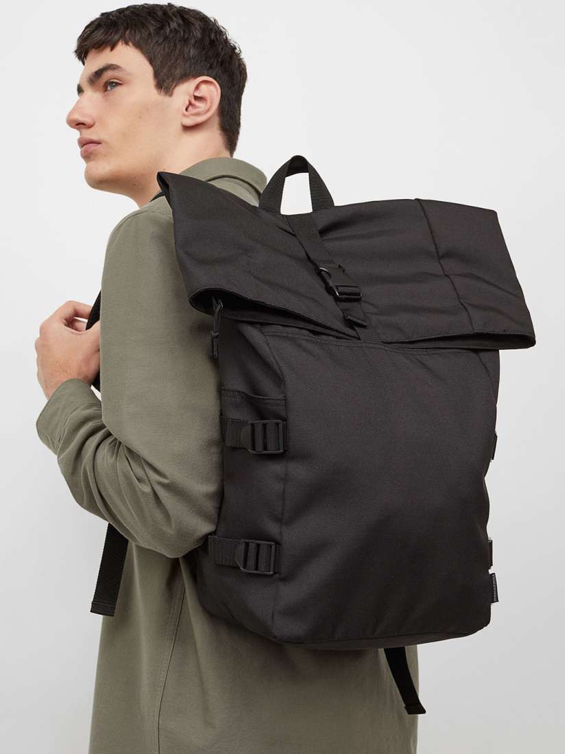 Buy H M Men Black Solid Roll Top backpack Backpacks for Men 15555642 Myntra