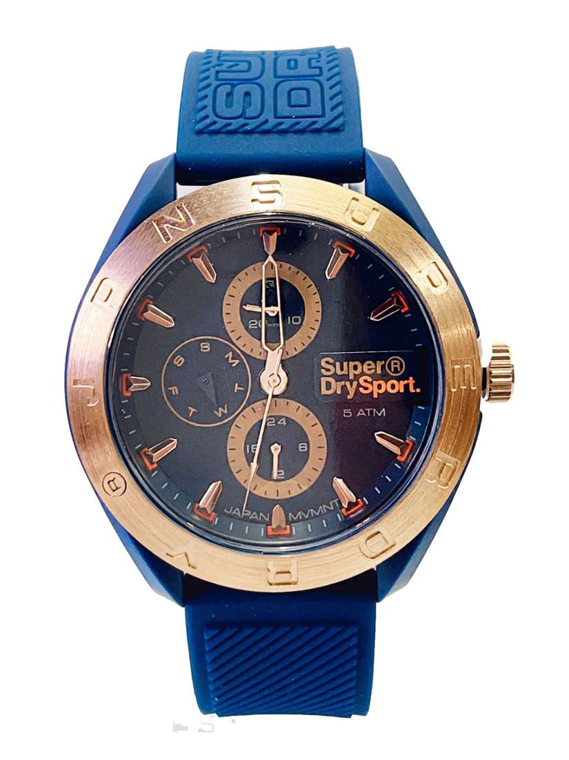 Buy Superdry Men Black Brass Dial Blue Textured Straps Analogue Multi Function Watch SYG353U Watches for Men 15556474 Myntra