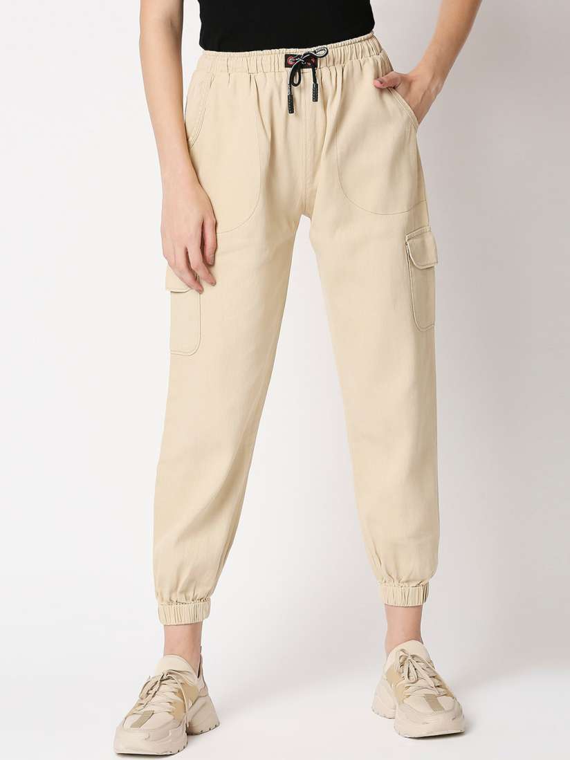 Buy High Star Women Cream Coloured Jogger High Rise Jeans Jeans for Women 15559850 Myntra