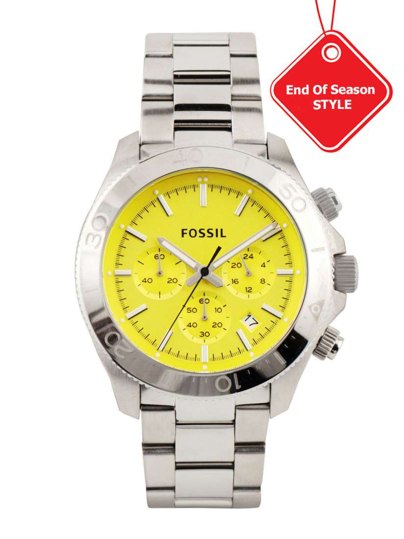 Yellow fossil watch best sale