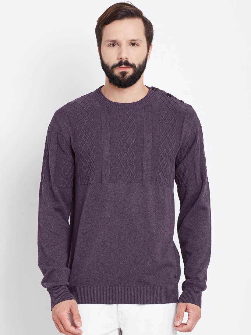 Buy Blackberrys Men Purple Self Design Sweater Sweaters for Men 1556937 Myntra