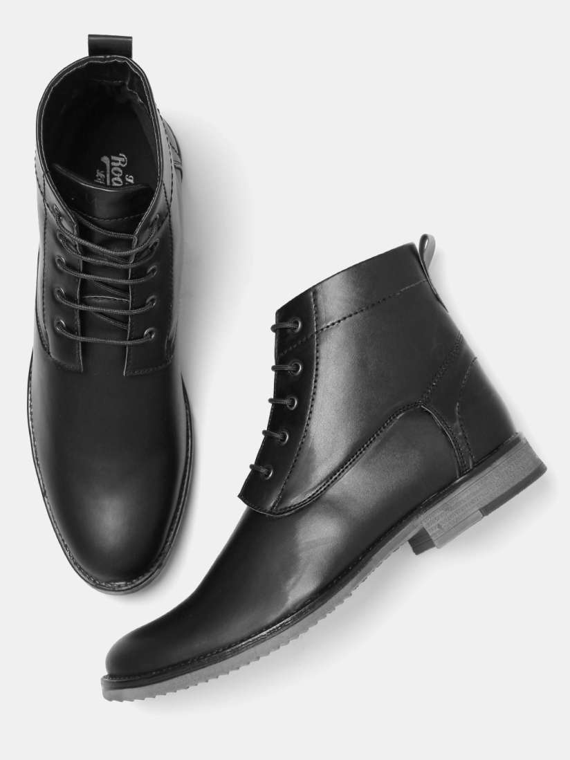 Buy Roadster Men Black Solid High Top Flat Boots Boots for Men 1557397 Myntra