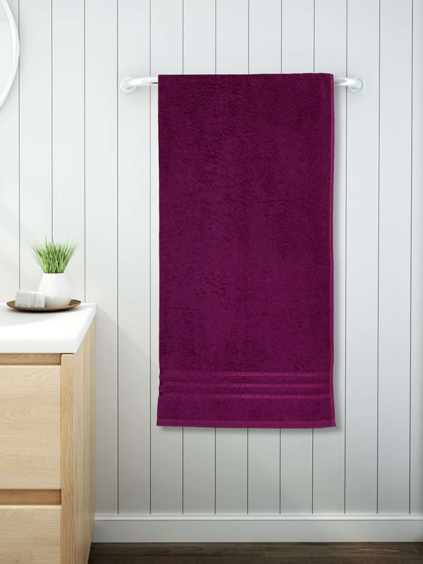 Buy Welspun Burgundy Coloured Pure Cotton Quick Dry High Absorbency Large Bath Towel Bath Towels for Unisex 15576294 Myntra