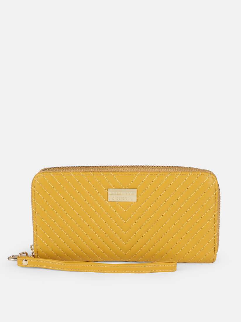 Buy DressBerry Women Yellow Textured PU Zip Around Wallet Wallets for Women 15582848 Myntra