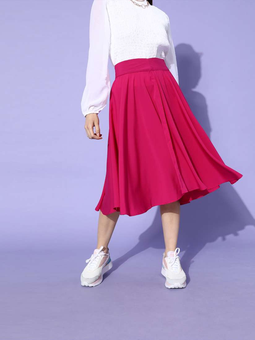 Buy Berrylush Women Pretty Pink Solid Flared Skirt Skirts for Women 15583452 Myntra