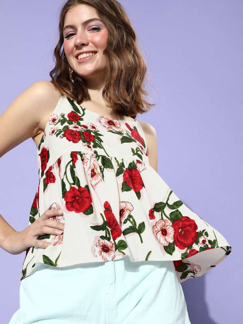 Buy Berrylush Women White Floral Peplum Top Tops for Women 15583586 Myntra