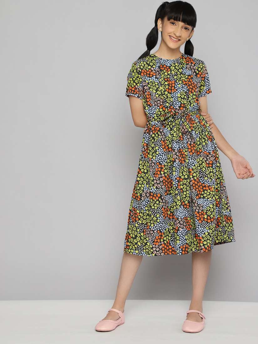 Buy JUSTICE Girls Multicoloured Floral Print A Line Dress Dresses for Girls 15592748 Myntra