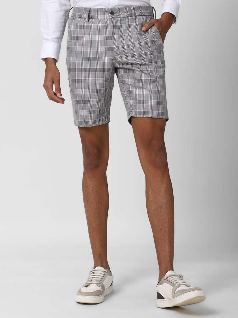 Mens grey checked shorts deals