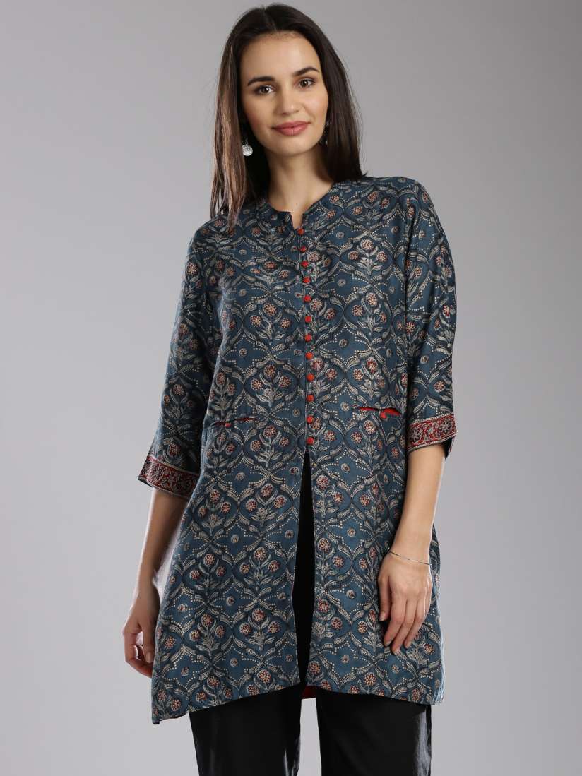Buy Fabindia Navy Hand Block Print Kurti Kurtis for Women 1560607 Myntra