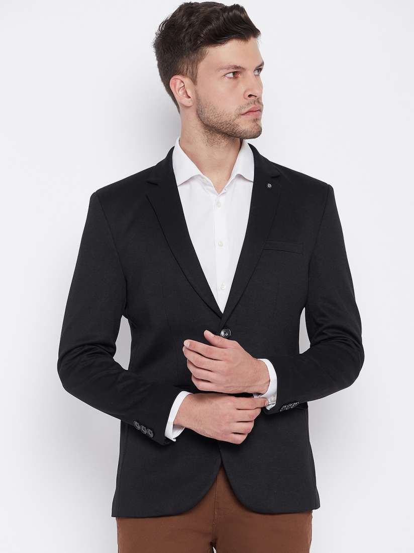 Buy Crimsoune Club Men Black Solid Single Breasted Slim Fit Formal Blazer Blazers for Men 15609454 Myntra