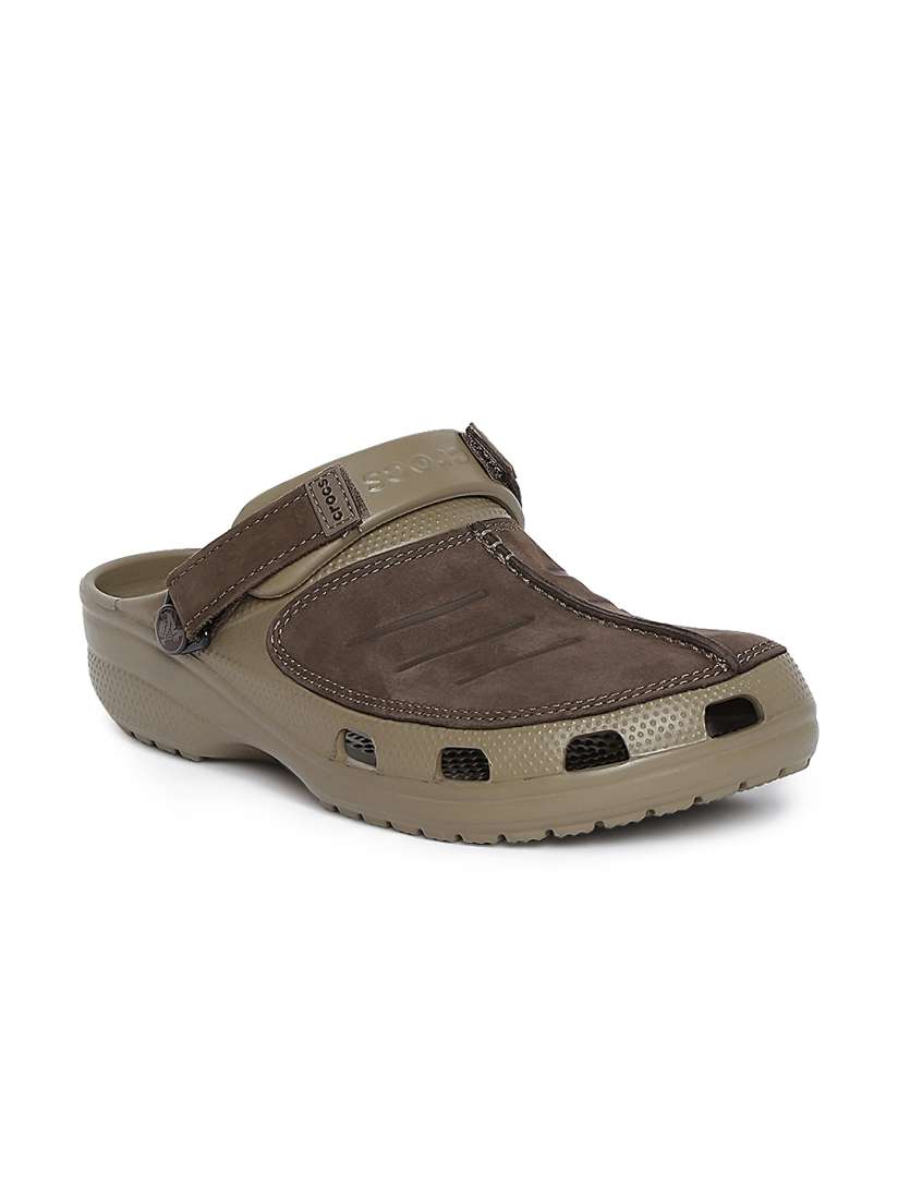 Mens brown leather crocs discount