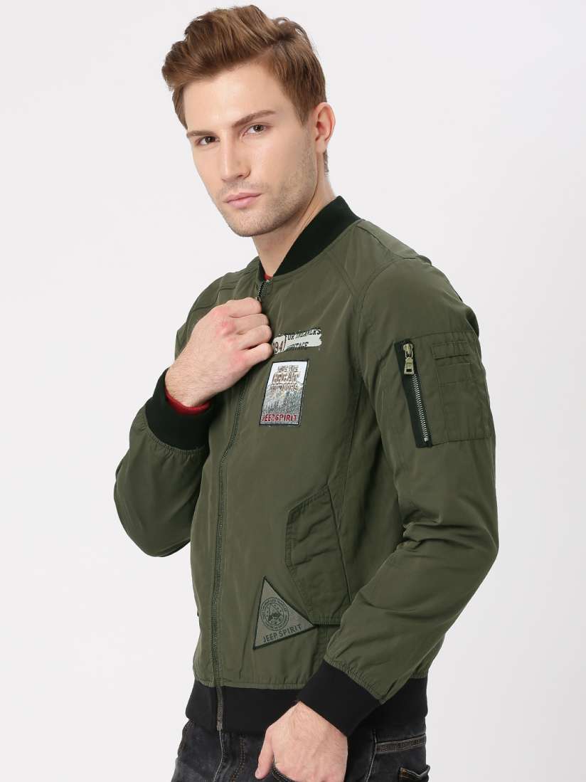 Buy Jeep Unisex Olive Green Applique Bomber Jacket Jackets for Unisex 1562524 Myntra