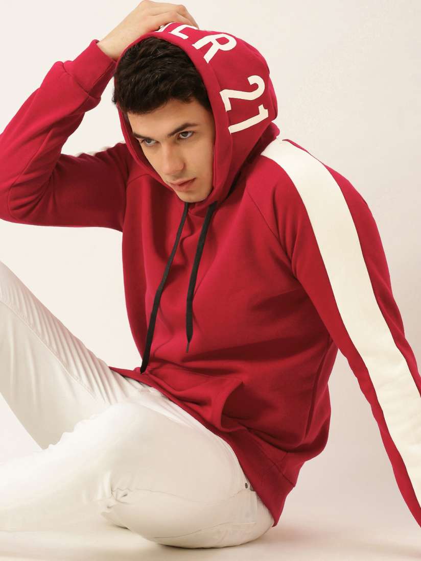 Buy FOREVER 21 Men Red White Hooded Sweatshirt Sweatshirts for Men 15627918 Myntra