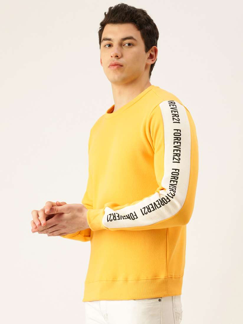 Buy FOREVER 21 Men Yellow White Printed Sweatshirt Sweatshirts for Men 15628002 Myntra