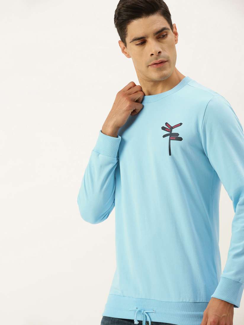 Buy FOREVER 21 Men Sky Blue Graphic Printed Round Neck Pullover Sweatshirt Sweatshirts for Men 15628066 Myntra