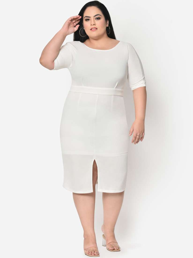 White scuba dress plus size discount